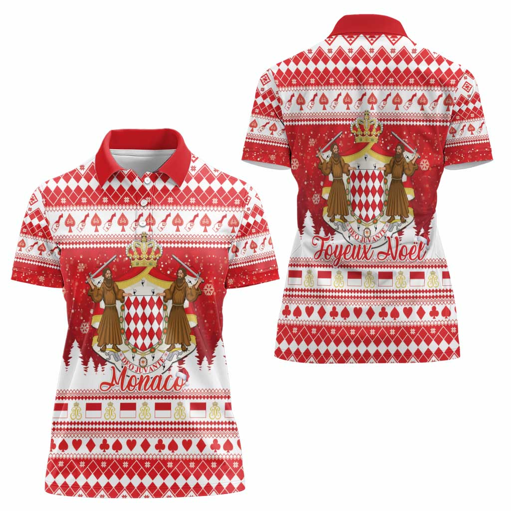 Monaco Christmas Women Polo Shirt Joyeux Noel Coat Of Arms - Wonder Print Shop