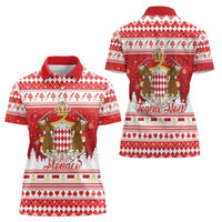 Monaco Christmas Women Polo Shirt Joyeux Noel Coat Of Arms - Wonder Print Shop