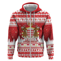 Monaco Christmas Zip Hoodie Joyeux Noel Coat Of Arms - Wonder Print Shop