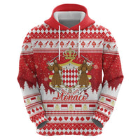Monaco Christmas Zip Hoodie Joyeux Noel Coat Of Arms - Wonder Print Shop