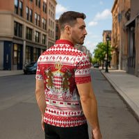 Monaco Christmas Zipper Polo Shirt Joyeux Noel Coat Of Arms - Wonder Print Shop