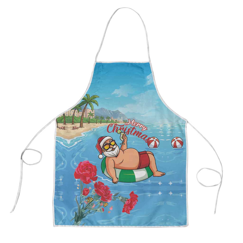 Monaco Christmas Apron Swimming Santa Claus - Wonder Print Shop