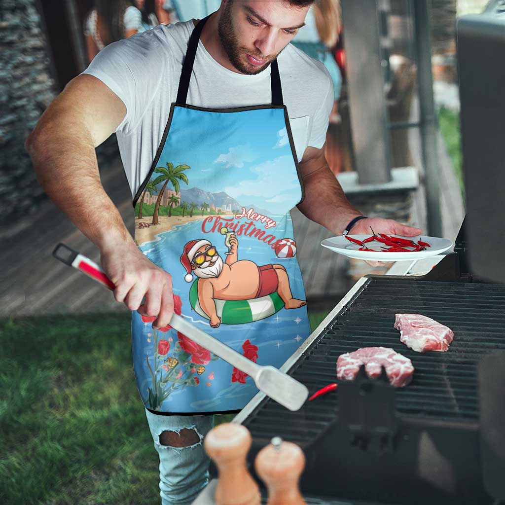 Monaco Christmas Apron Swimming Santa Claus - Wonder Print Shop