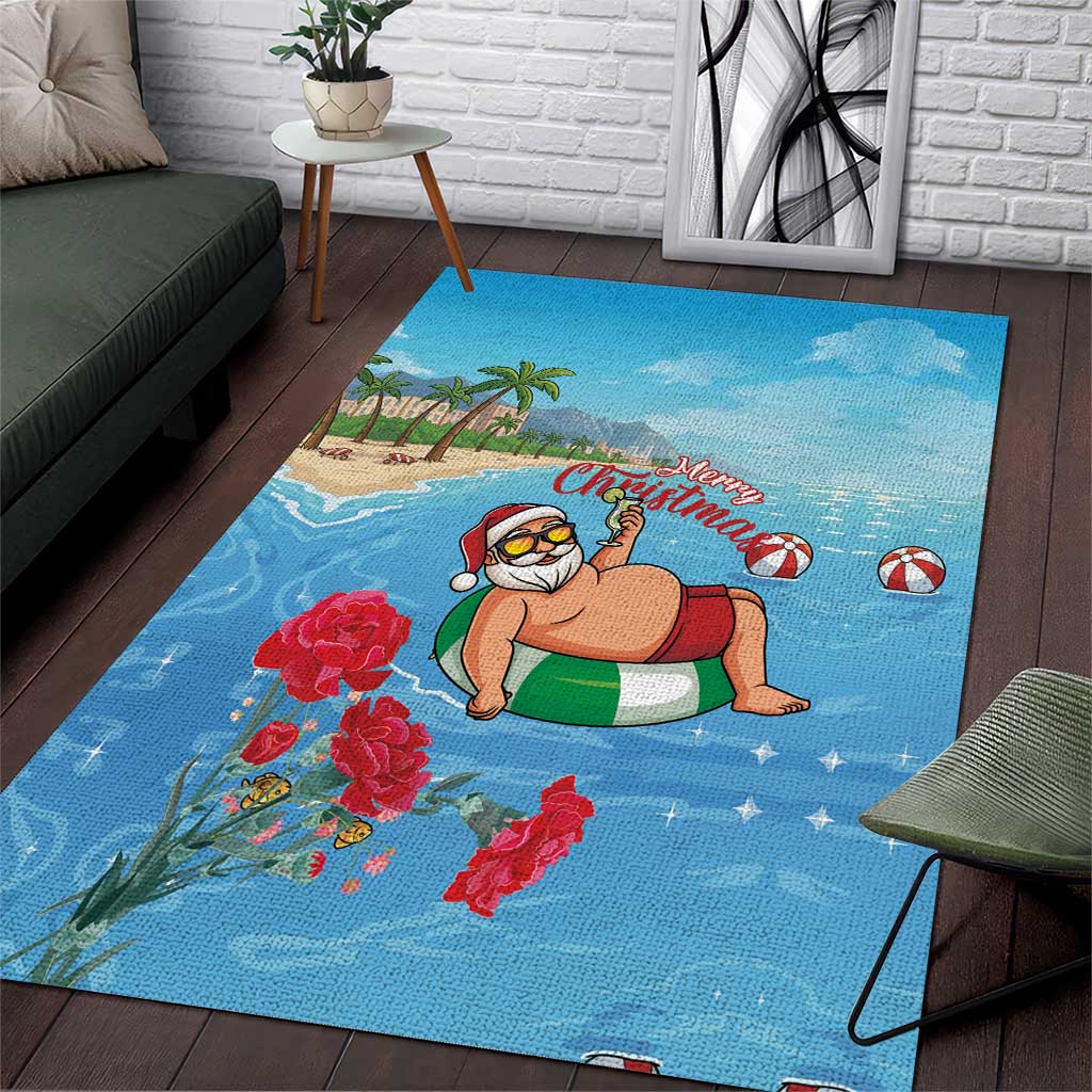 Monaco Christmas Area Rug Swimming Santa Claus - Wonder Print Shop