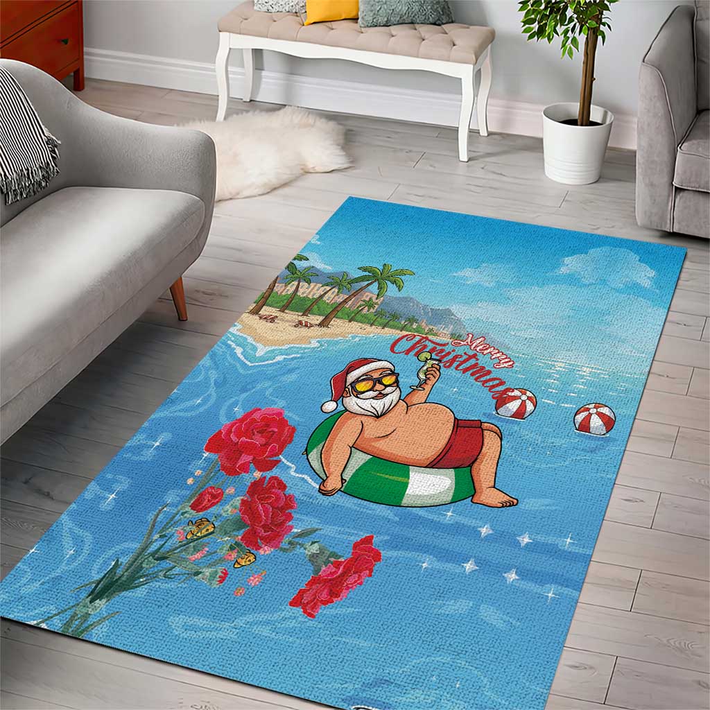 Monaco Christmas Area Rug Swimming Santa Claus - Wonder Print Shop