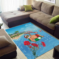 Monaco Christmas Area Rug Swimming Santa Claus - Wonder Print Shop
