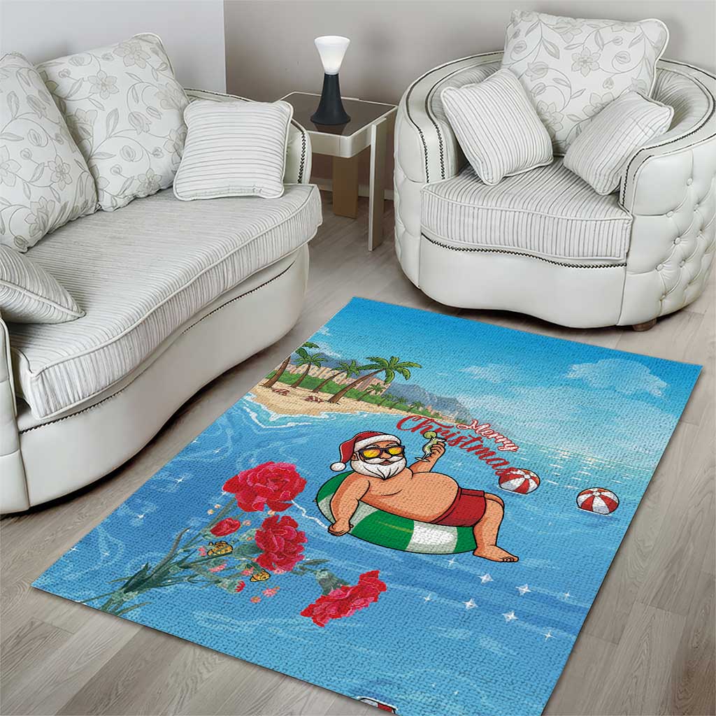 Monaco Christmas Area Rug Swimming Santa Claus - Wonder Print Shop