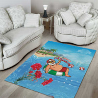 Monaco Christmas Area Rug Swimming Santa Claus - Wonder Print Shop