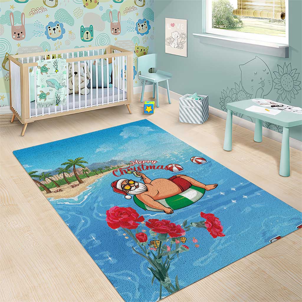Monaco Christmas Area Rug Swimming Santa Claus - Wonder Print Shop