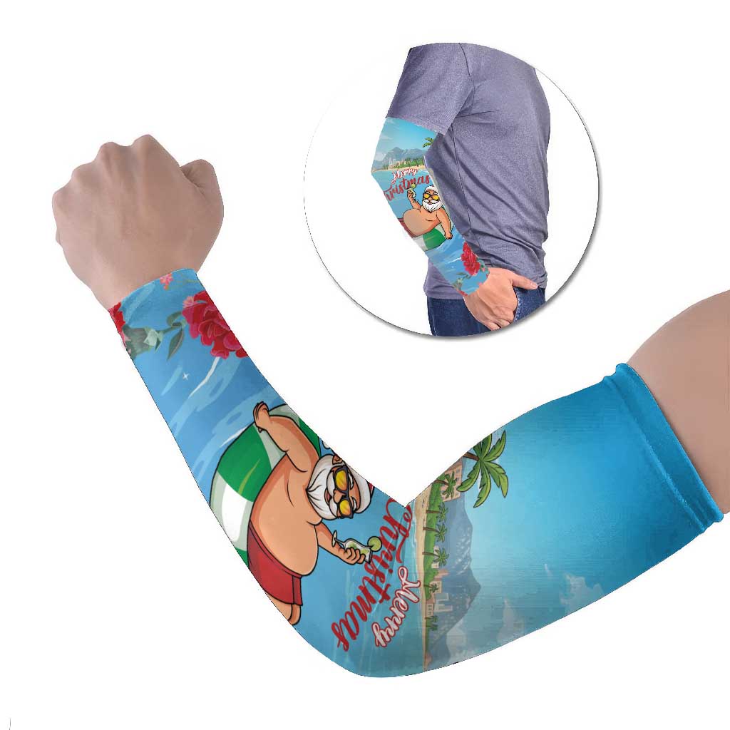 Monaco Christmas Arm Sleeves Swimming Santa Claus - Wonder Print Shop