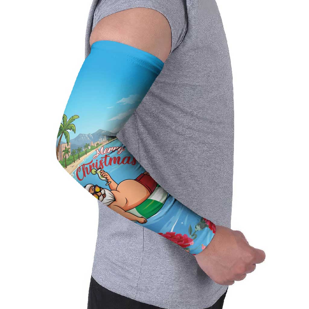 Monaco Christmas Arm Sleeves Swimming Santa Claus - Wonder Print Shop