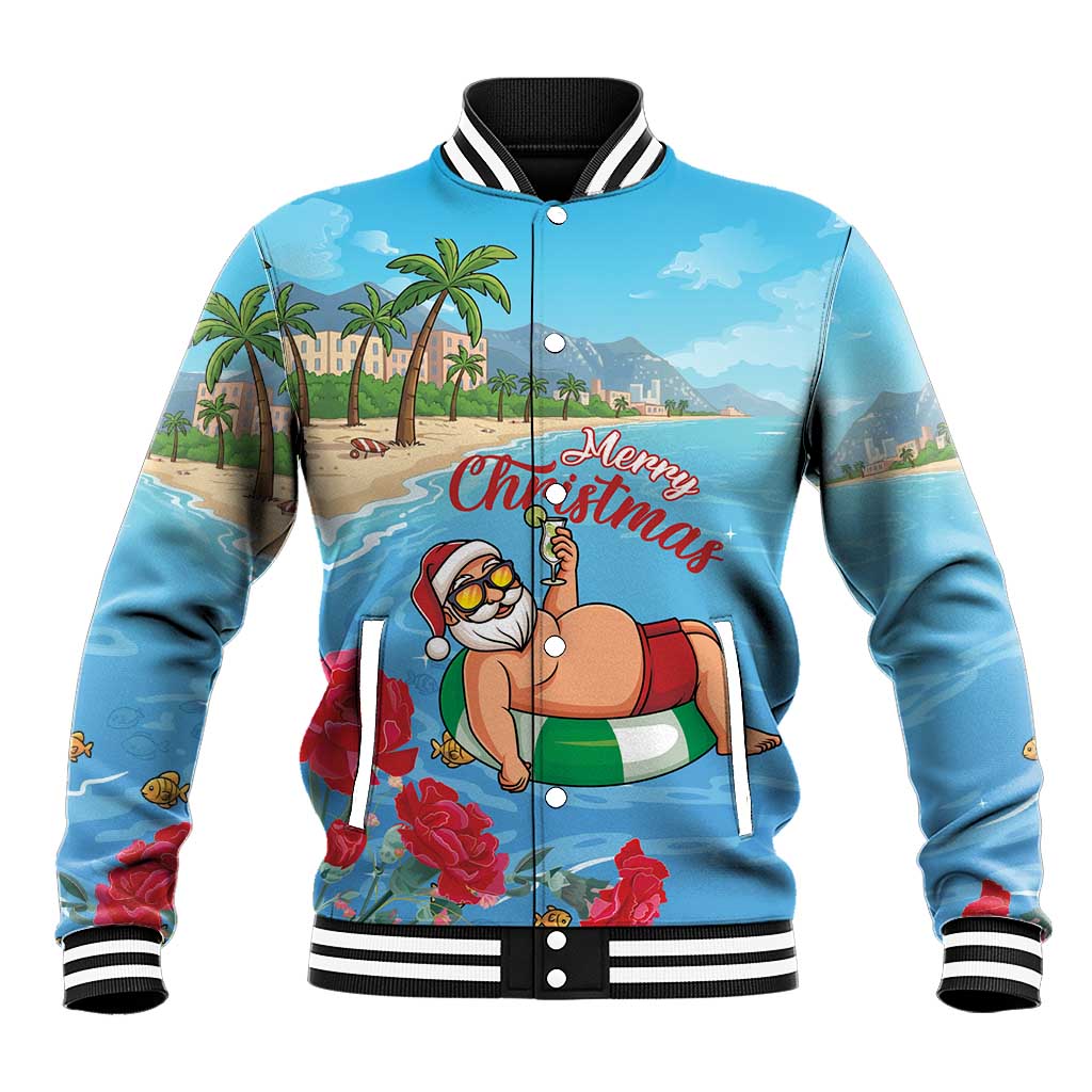 Monaco Christmas Baseball Jacket Swimming Santa Claus - Wonder Print Shop