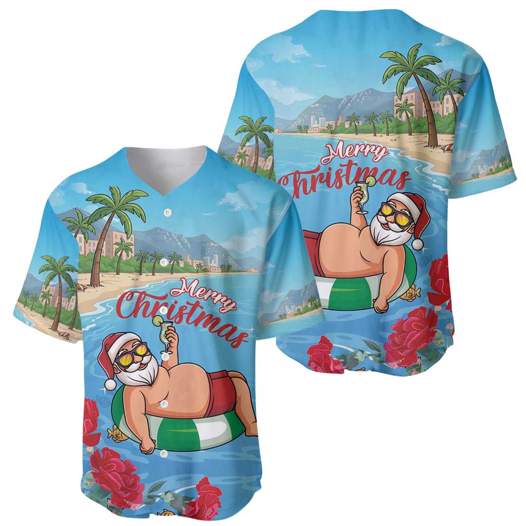 Monaco Christmas Baseball Jersey Swimming Santa Claus - Wonder Print Shop