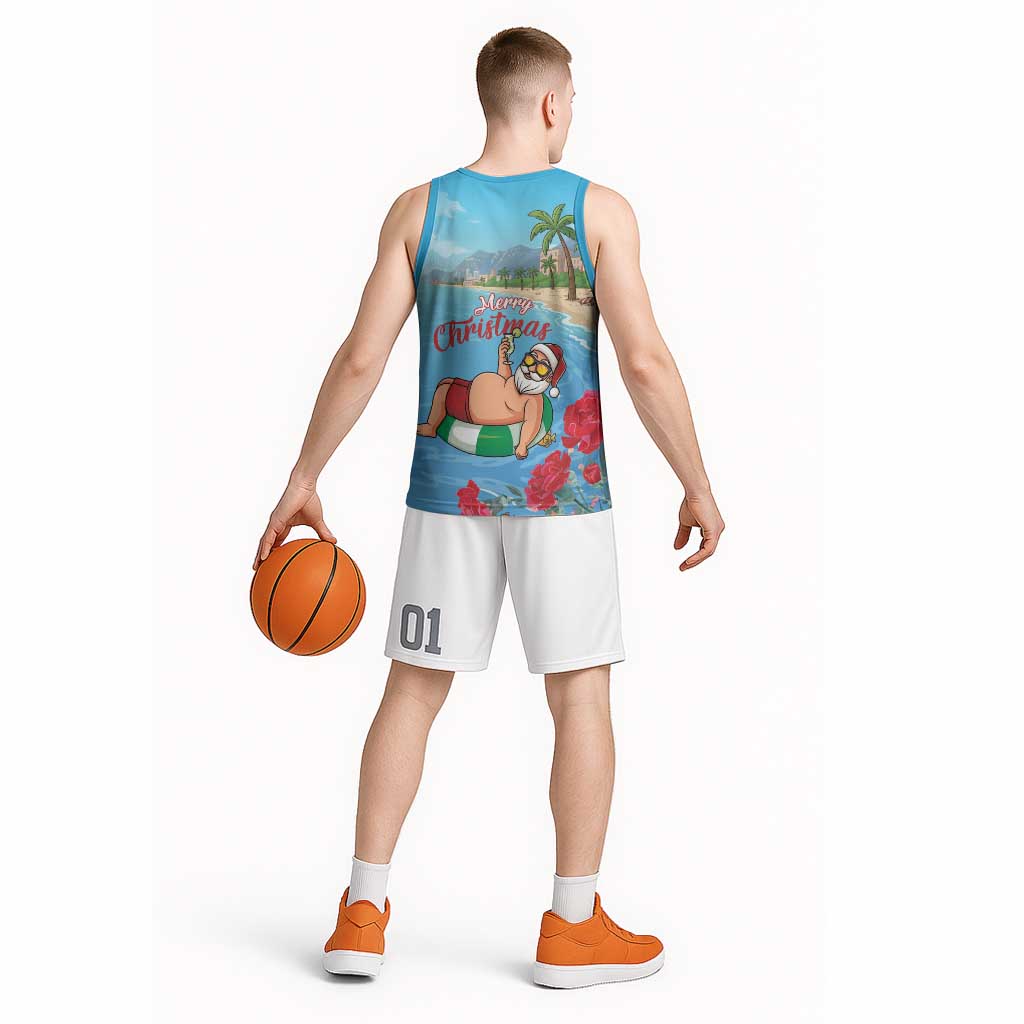 Monaco Christmas Basketball Jersey Swimming Santa Claus - Wonder Print Shop