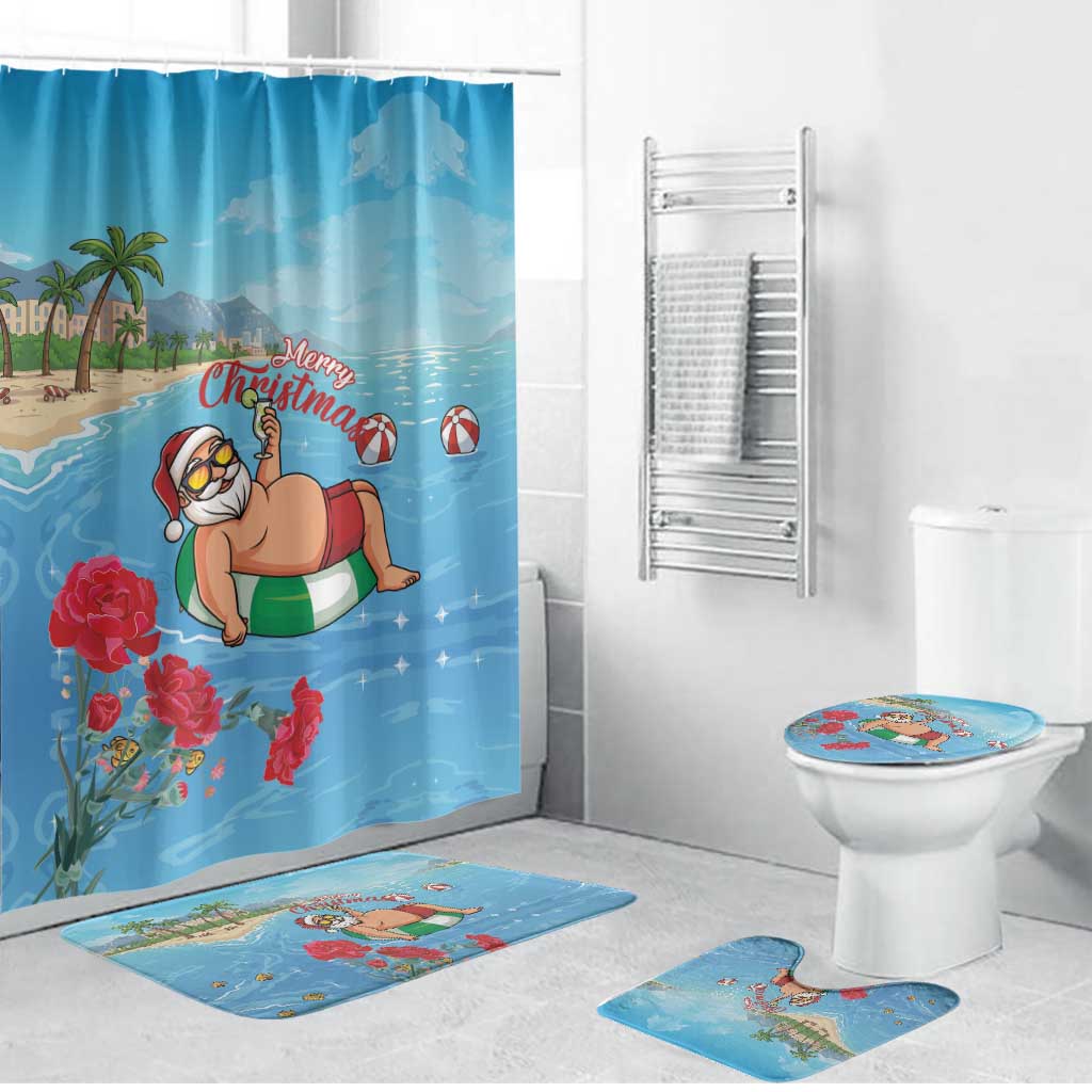 Monaco Christmas Bathroom Set Swimming Santa Claus - Wonder Print Shop