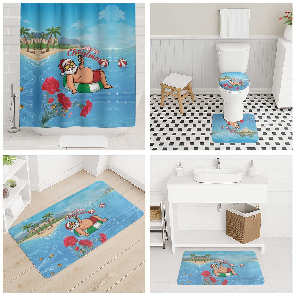 Monaco Christmas Bathroom Set Swimming Santa Claus - Wonder Print Shop