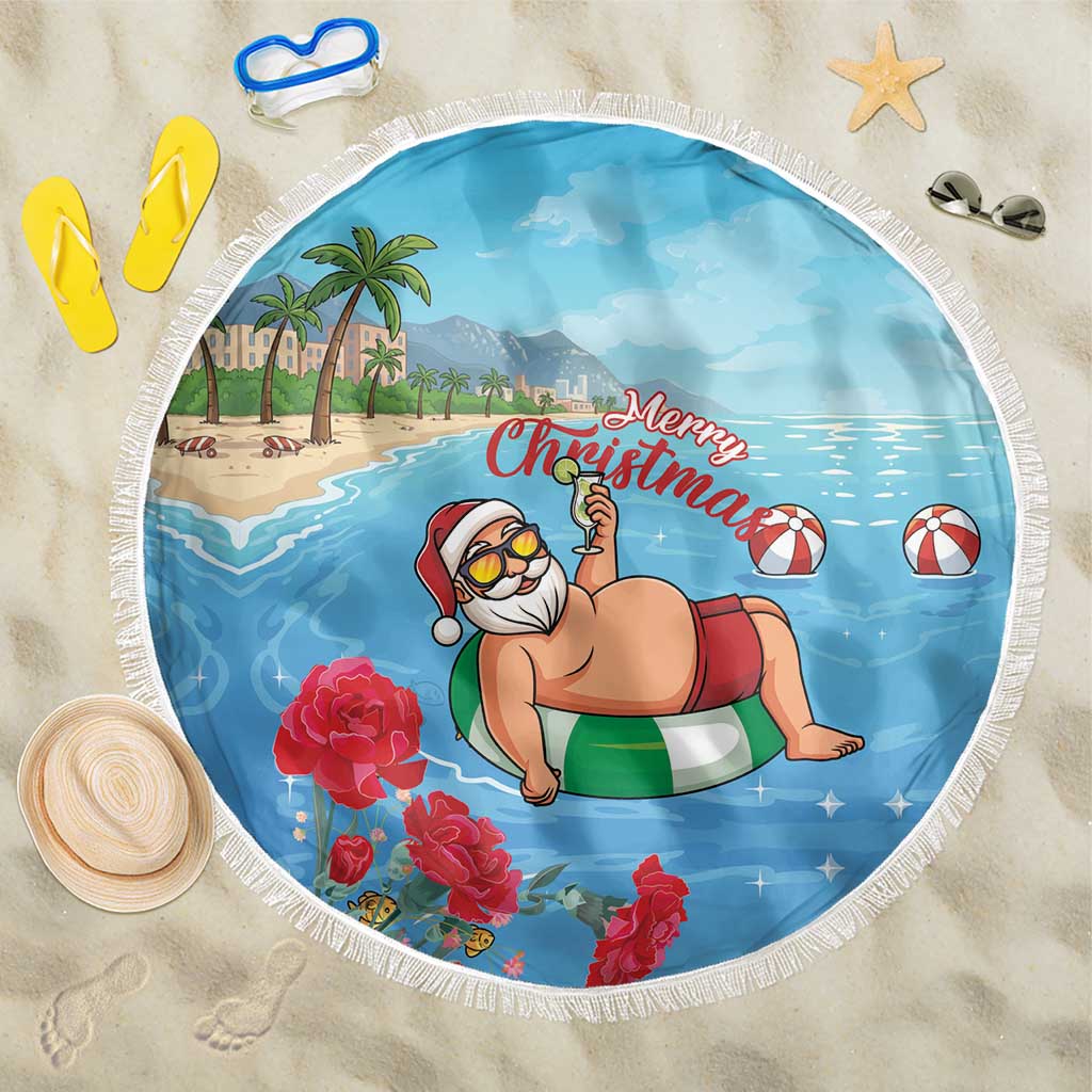 Monaco Christmas Beach Blanket Swimming Santa Claus - Wonder Print Shop