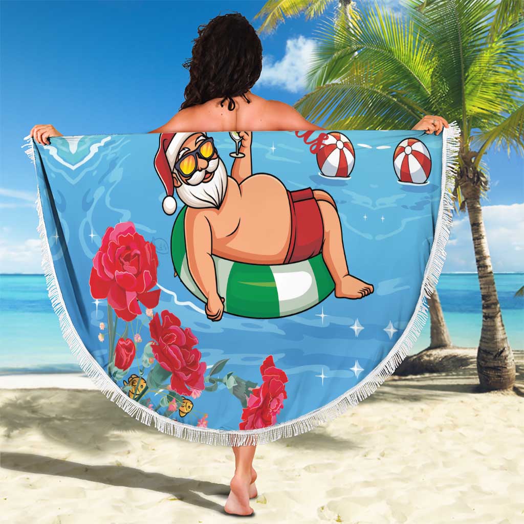 Monaco Christmas Beach Blanket Swimming Santa Claus - Wonder Print Shop