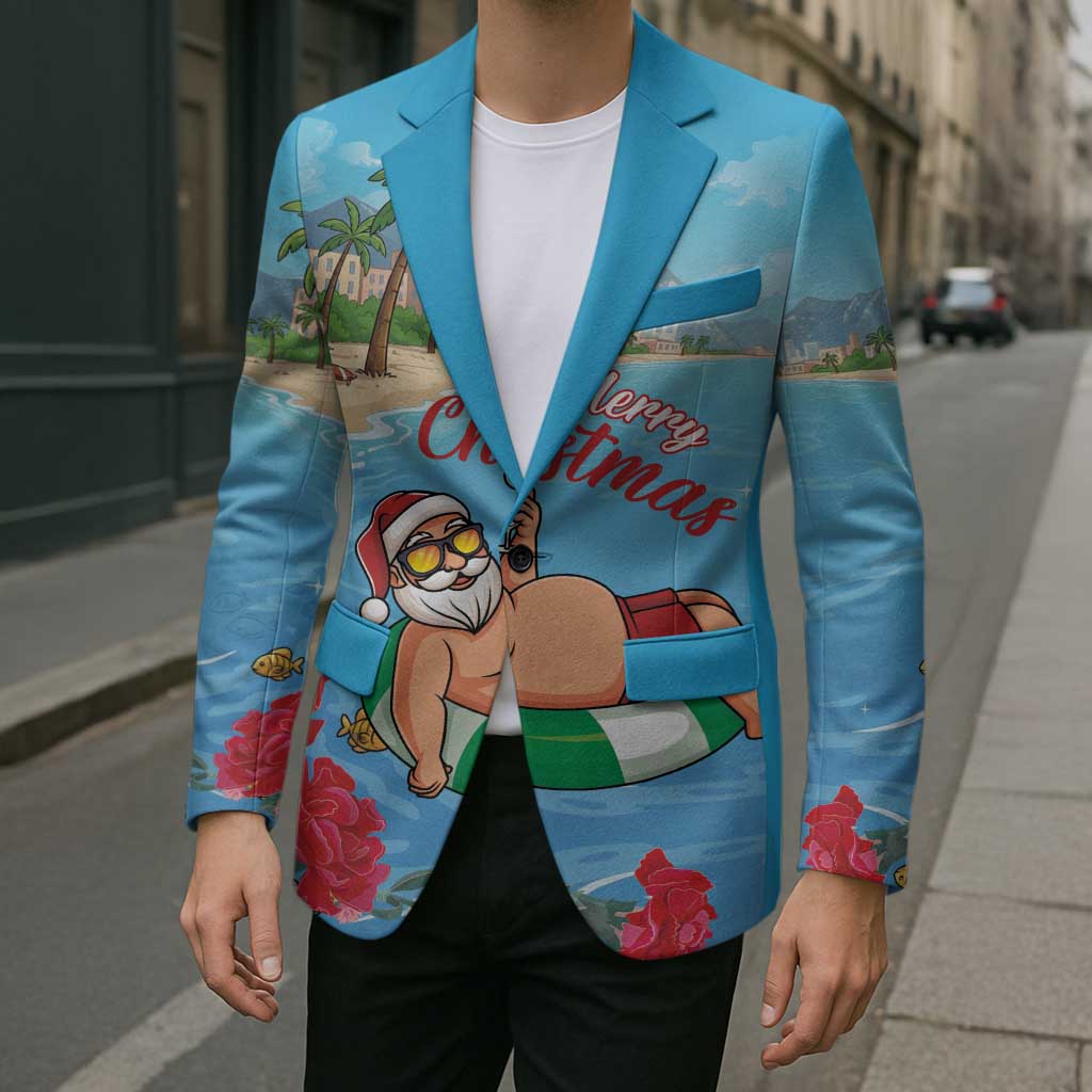 Monaco Christmas Blazer Swimming Santa Claus - Wonder Print Shop