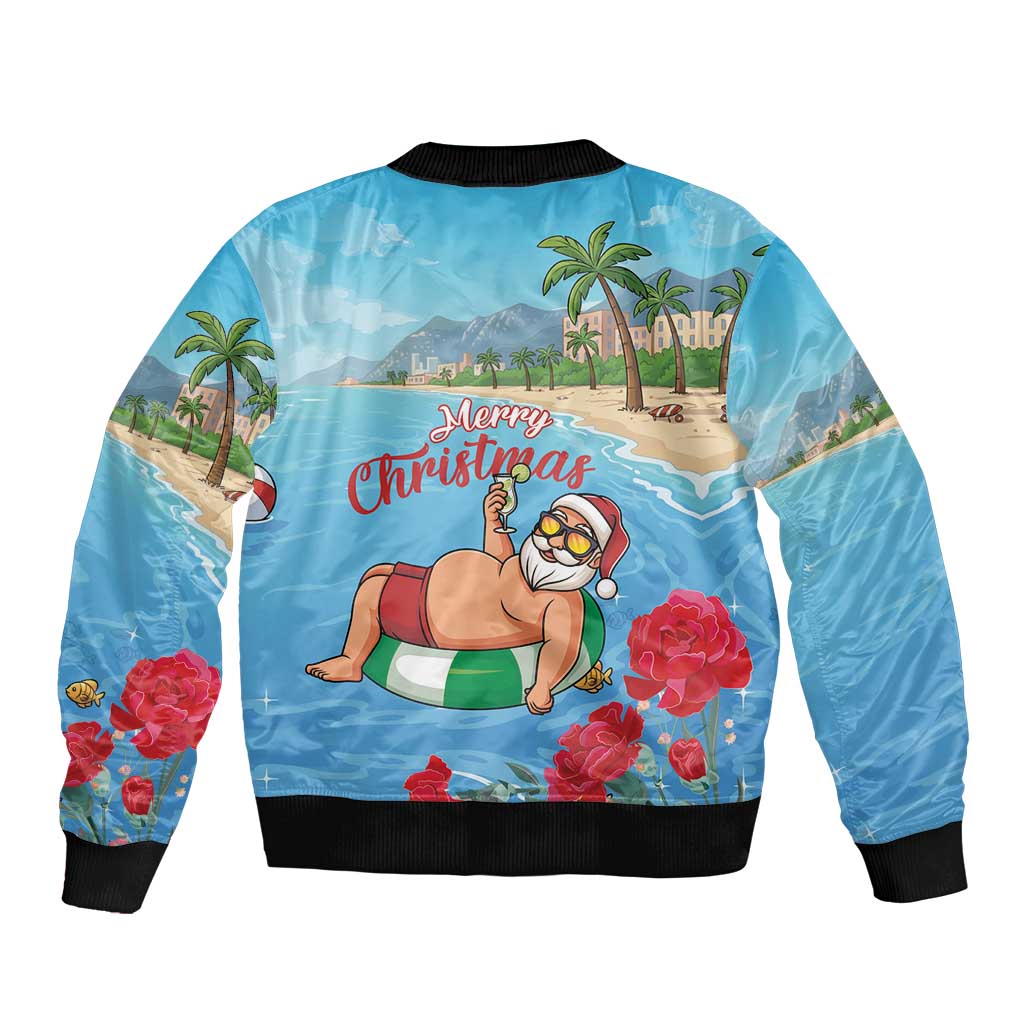Monaco Christmas Bomber Jacket Swimming Santa Claus - Wonder Print Shop