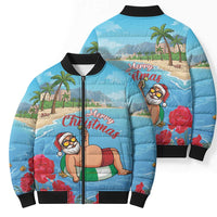 Monaco Christmas Bomber Puffer Jacket Swimming Santa Claus - Wonder Print Shop