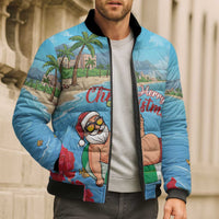 Monaco Christmas Bomber Puffer Jacket Swimming Santa Claus - Wonder Print Shop