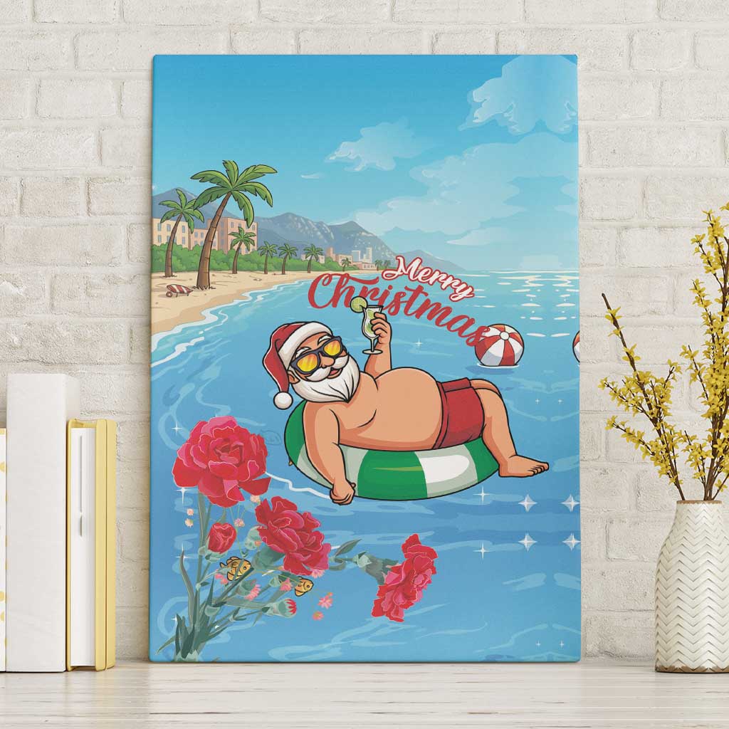Monaco Christmas Canvas Wall Art Swimming Santa Claus - Wonder Print Shop