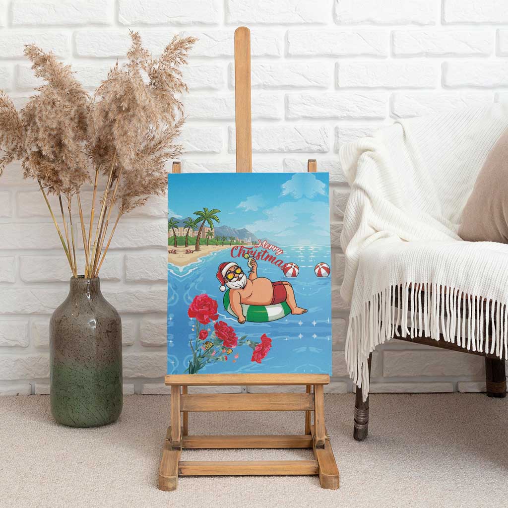 Monaco Christmas Canvas Wall Art Swimming Santa Claus - Wonder Print Shop