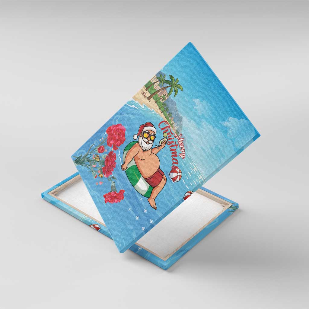 Monaco Christmas Canvas Wall Art Swimming Santa Claus - Wonder Print Shop