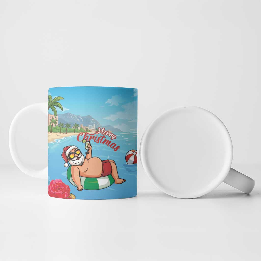Monaco Christmas Ceramic Mug Swimming Santa Claus - Wonder Print Shop