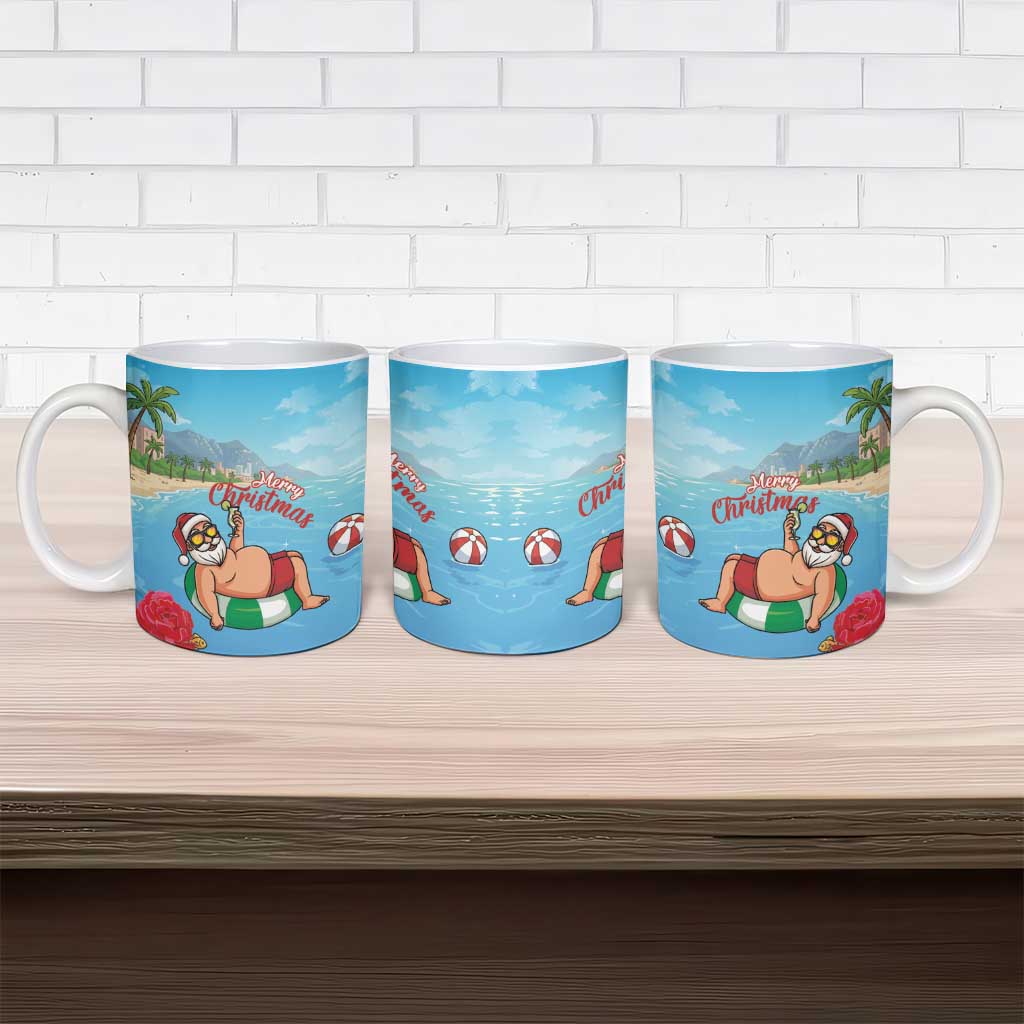 Monaco Christmas Ceramic Mug Swimming Santa Claus - Wonder Print Shop