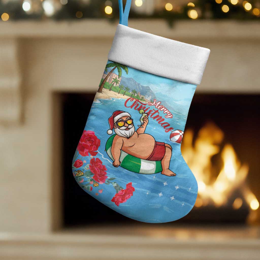 Monaco Christmas Stocking Swimming Santa Claus - Wonder Print Shop