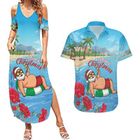 Monaco Christmas Couples Matching Summer Maxi Dress and Hawaiian Shirt Swimming Santa Claus - Wonder Print Shop