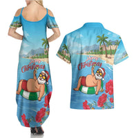 Monaco Christmas Couples Matching Summer Maxi Dress and Hawaiian Shirt Swimming Santa Claus - Wonder Print Shop