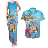 Monaco Christmas Couples Matching Tank Maxi Dress and Hawaiian Shirt Swimming Santa Claus - Wonder Print Shop