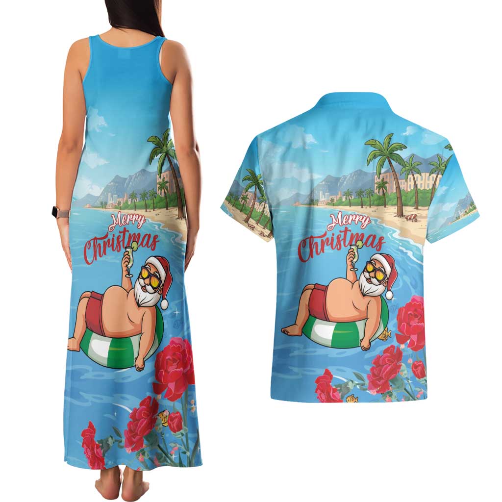 Monaco Christmas Couples Matching Tank Maxi Dress and Hawaiian Shirt Swimming Santa Claus - Wonder Print Shop