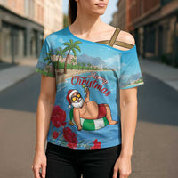 Monaco Christmas Cross Shoulder Shirt Swimming Santa Claus - Wonder Print Shop