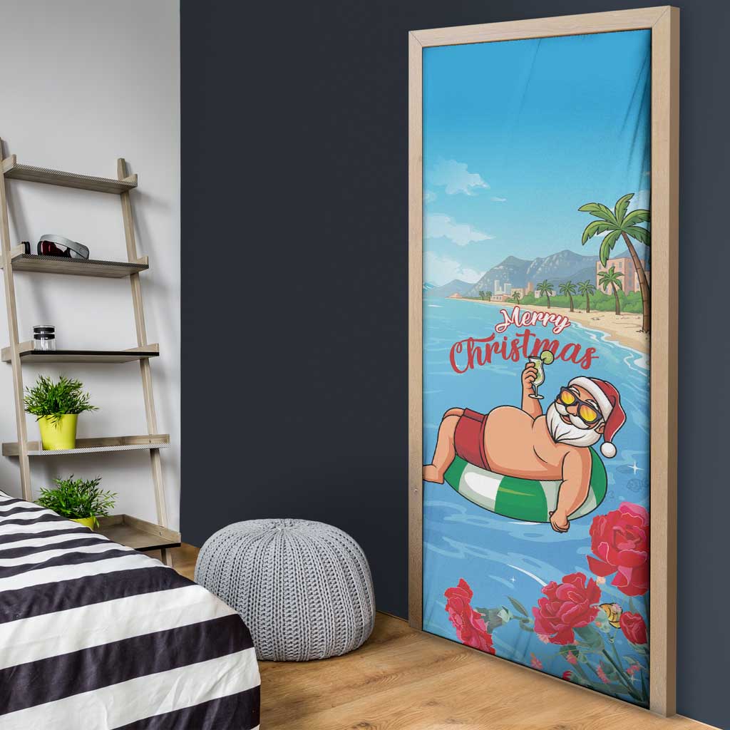 Monaco Christmas Door Cover Swimming Santa Claus - Wonder Print Shop