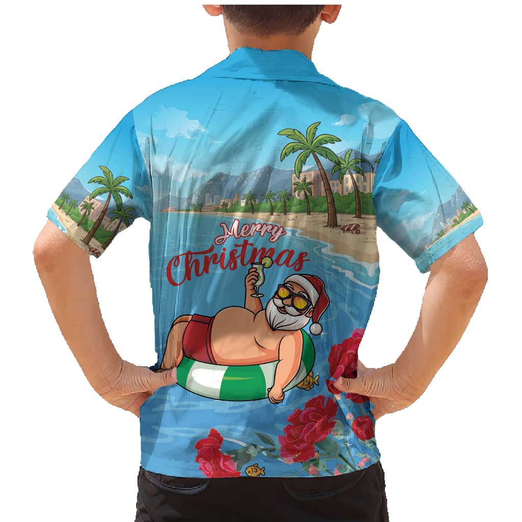 Monaco Christmas Family Matching Mermaid Dress and Hawaiian Shirt Swimming Santa Claus - Wonder Print Shop