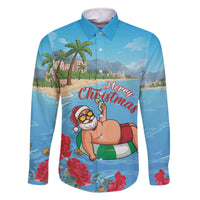 Monaco Christmas Family Matching Off The Shoulder Long Sleeve Dress and Hawaiian Shirt Swimming Santa Claus - Wonder Print Shop