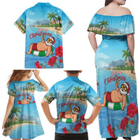 Monaco Christmas Family Matching Off Shoulder Maxi Dress and Hawaiian Shirt Swimming Santa Claus - Wonder Print Shop