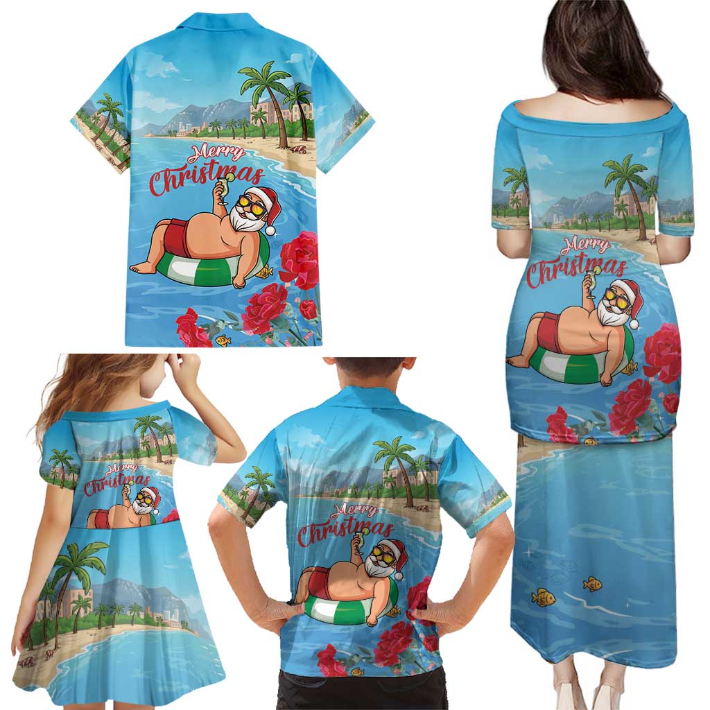 Monaco Christmas Family Matching Puletasi and Hawaiian Shirt Swimming Santa Claus - Wonder Print Shop