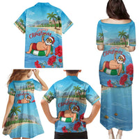 Monaco Christmas Family Matching Puletasi and Hawaiian Shirt Swimming Santa Claus - Wonder Print Shop
