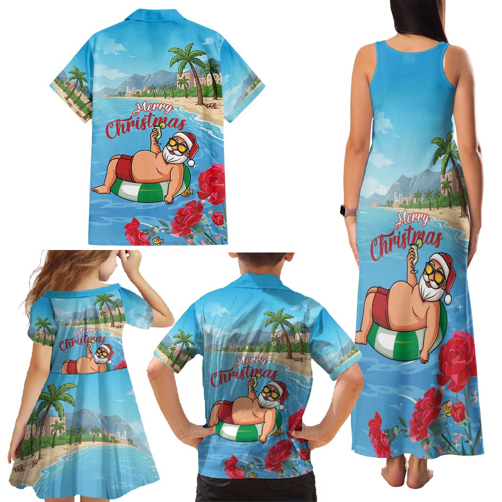 Monaco Christmas Family Matching Tank Maxi Dress and Hawaiian Shirt Swimming Santa Claus - Wonder Print Shop