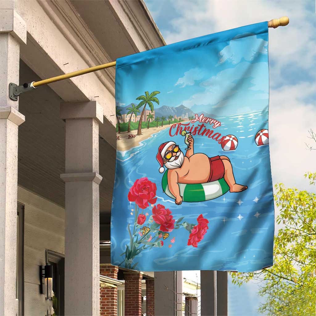 Monaco Christmas Garden Flag Swimming Santa Claus - Wonder Print Shop
