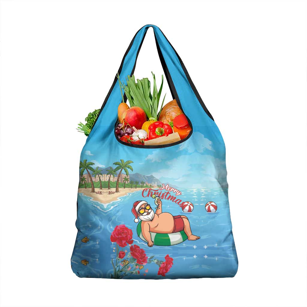 Monaco Christmas Grocery Bag Swimming Santa Claus - Wonder Print Shop