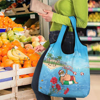 Monaco Christmas Grocery Bag Swimming Santa Claus - Wonder Print Shop