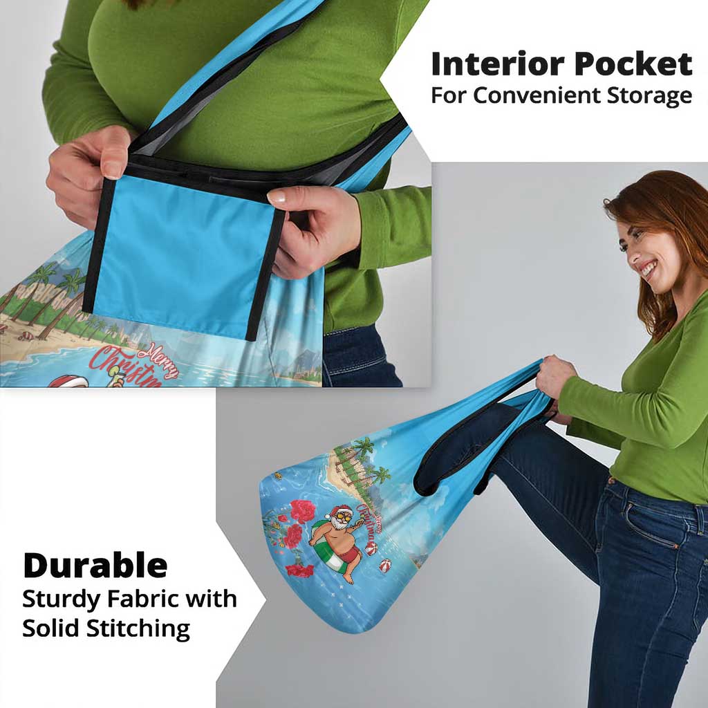 Monaco Christmas Grocery Bag Swimming Santa Claus - Wonder Print Shop