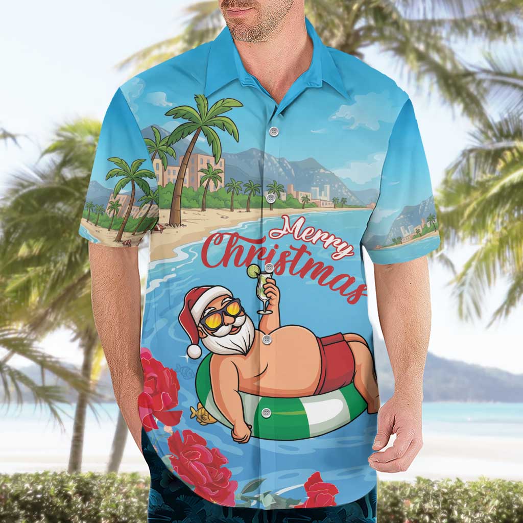 Monaco Christmas Hawaiian Shirt Swimming Santa Claus - Wonder Print Shop