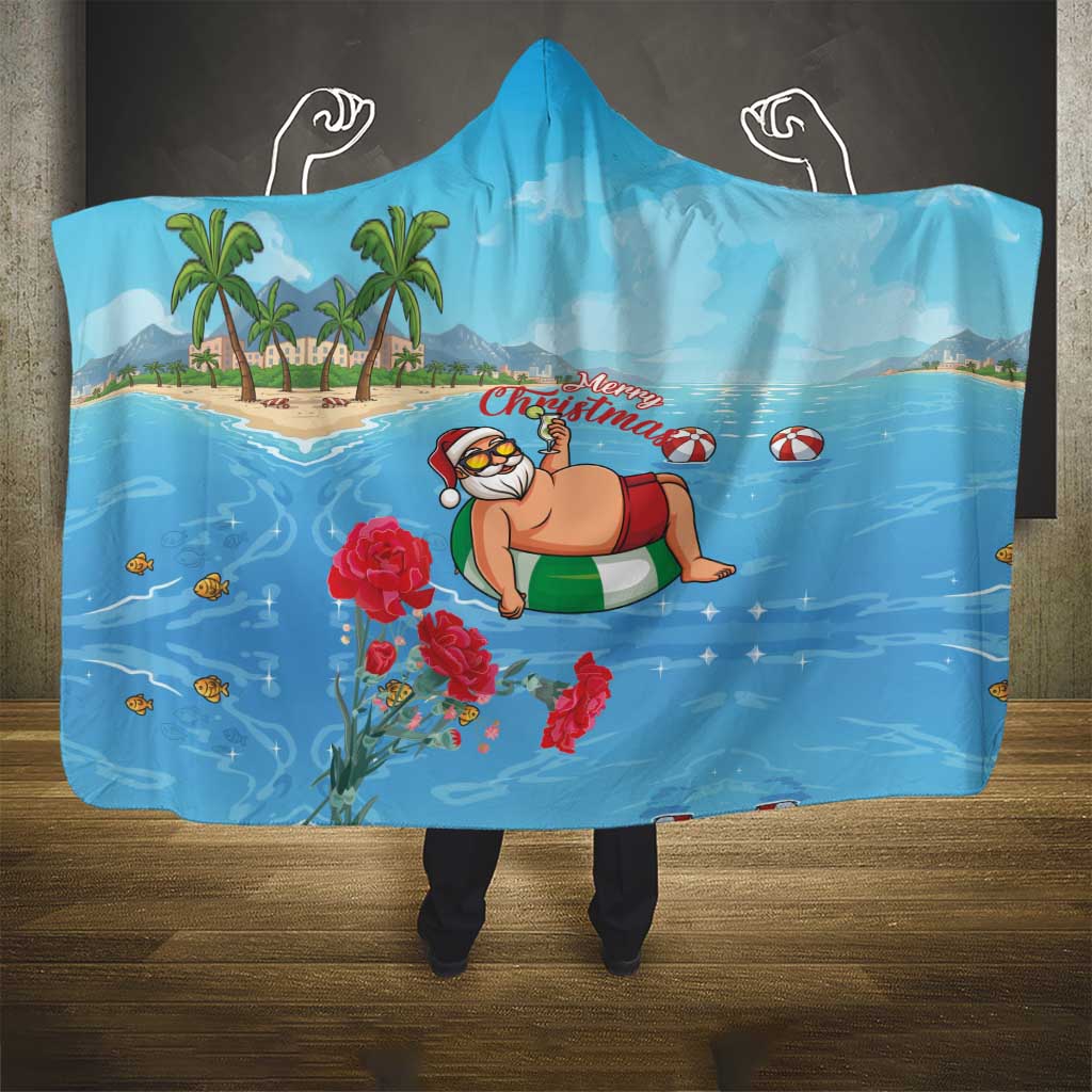 Monaco Christmas Hooded Blanket Swimming Santa Claus - Wonder Print Shop
